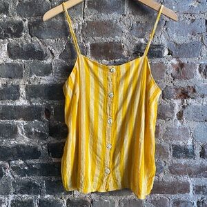 Women's Old Navy Striped Yellow Tank Top Camisole XS Linen Blend